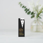 Chic Black Tuxedo Butler Services Mini Visitenkarte (Stehend Vorderseite)