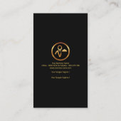 Chic Black Tuxedo Gold Boutonniere Butlers Logo Visitenkarte (Rückseite)