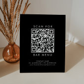 Chic Black Typografy Bar Menu QR Code Sockelschild