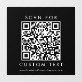 Chic Black Typografy Business Custom QR Code Fensteraufkleber (Blatt)