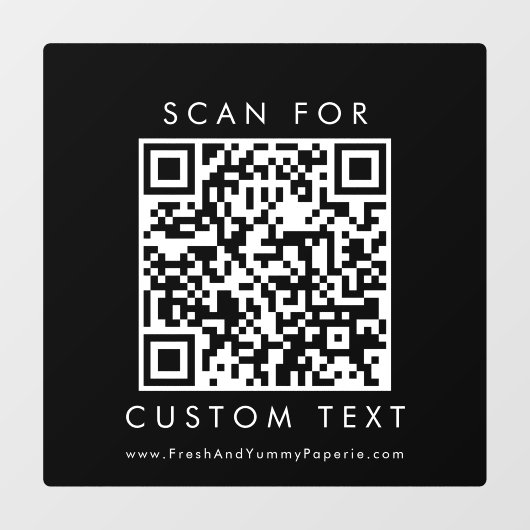 Chic Black Typografy Business Custom QR Code Fensteraufkleber (Blatt)
