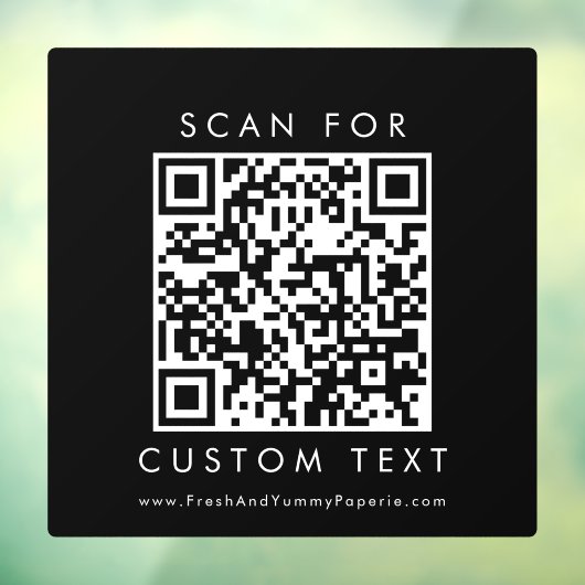 Chic Black Typografy Business Custom QR Code Fensteraufkleber (Blatt 3)