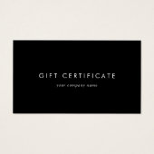 Chic Black Typografy Business Geschenkgutschein (Vorderseite)