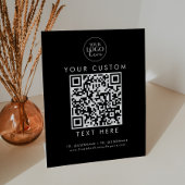 Chic Black Typografy Business Logo Custom QR Code Sockelschild