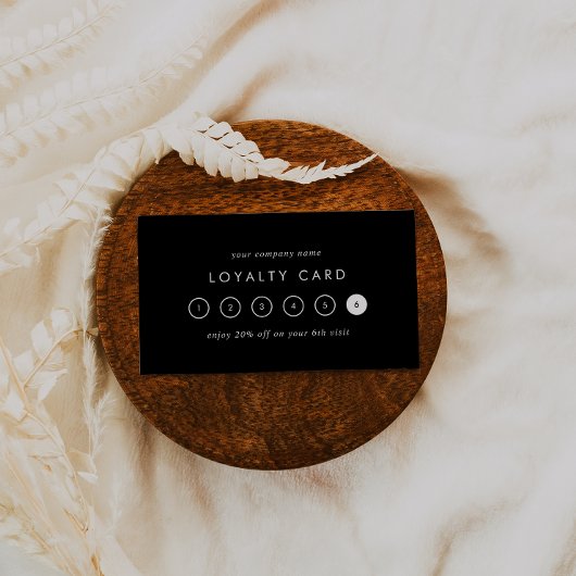 Chic Black Typografy Business Rewards 6 Punch Treuekarte