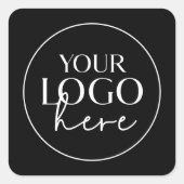 Chic Black Typografy Custom Small Business Logo Quadratischer Aufkleber (Vorderseite)