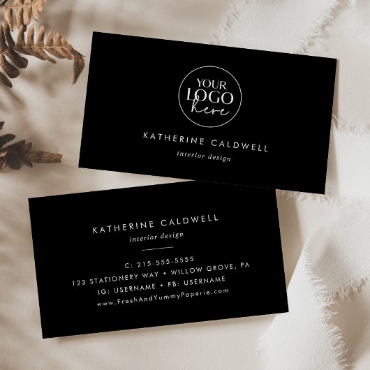 Chic Black Typografy Logo Business Card Visitenkarte