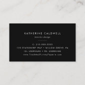 Chic Black Typografy Logo Business Card Visitenkarte (Rückseite)