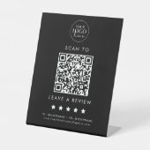 Chic Black Typografy Logo QR-Code Verlass A Review Sockelschild (Vorderseite)