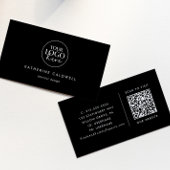 Chic Black Typografy Logo und QR Code Visitenkarte