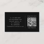 Chic Black Typografy Logo und QR Code Visitenkarte (Rückseite)