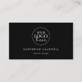 Chic Black Typografy Logo und QR Code Visitenkarte (Vorderseite)