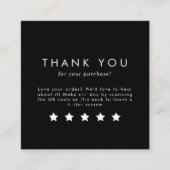 Chic Black Typografy QR Code Verließ A Review Quadratische Visitenkarte (Vorderseite)