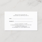 Chic Black Typografy Reader a Friend Business Logo Empfehlungskarte (Rückseite)