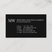 Chic black typography monogram lettering name visitenkarte (Rückseite)