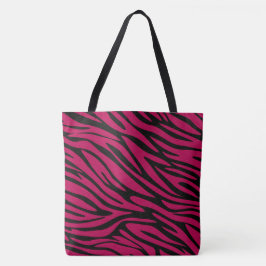 Chic Black und Berry Red Zebra Print Große Tasche