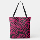Chic Black und Berry Red Zebra Print Große Tasche (Rückseite)
