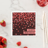 Chic Black und Red Confetti Happy Birthday Napkins Serviette (Beispiel)