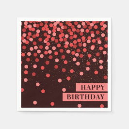 Chic Black und Red Confetti Happy Birthday Napkins Serviette