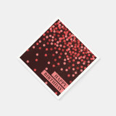 Chic Black und Red Confetti Happy Birthday Napkins Serviette (Ecke)