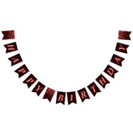 Chic Black und Red Confetti Happy Birthday Wimpelkette
