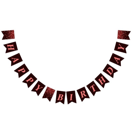 Chic Black und Red Confetti Happy Birthday Wimpelkette (Alle)