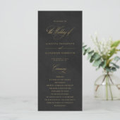 Chic Black Velvet Imitation Wedding Program (Stehend Vorderseite)