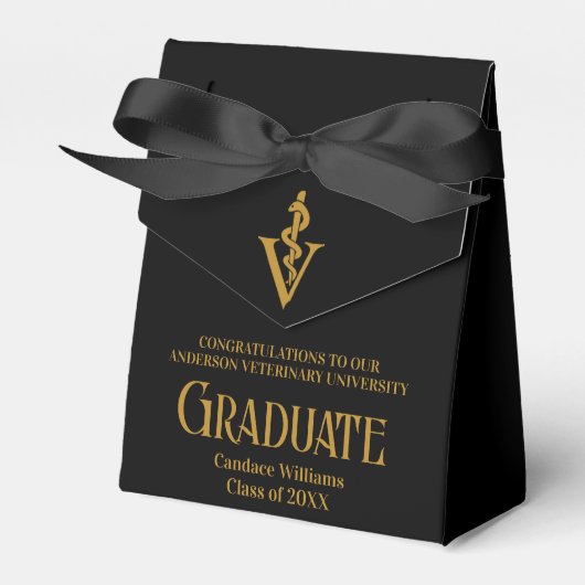 Chic Black Veterinary School Graduation Party Geschenkschachtel (Vorderseite)