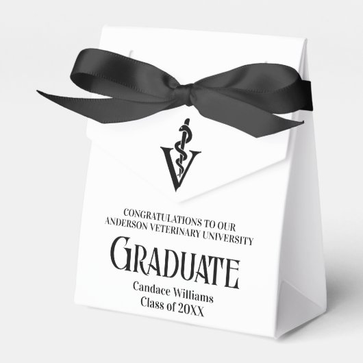 Chic Black Veterinary School Graduation Party Geschenkschachtel (Vorderseite)
