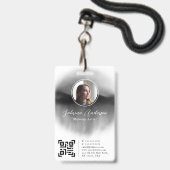 Chic Black Watercolor Abstraktes Script Foto Logo Ausweis (Vorderseite mit Schlüsselband)