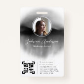 Chic Black Watercolor Abstraktes Script Foto Logo Ausweis (Vorderseite)