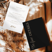 Chic Black Wedding Details Begleitkarte