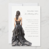 Chic Black Wedding Gown Brautparty Vielen Dank Einladung (Vorderseite)