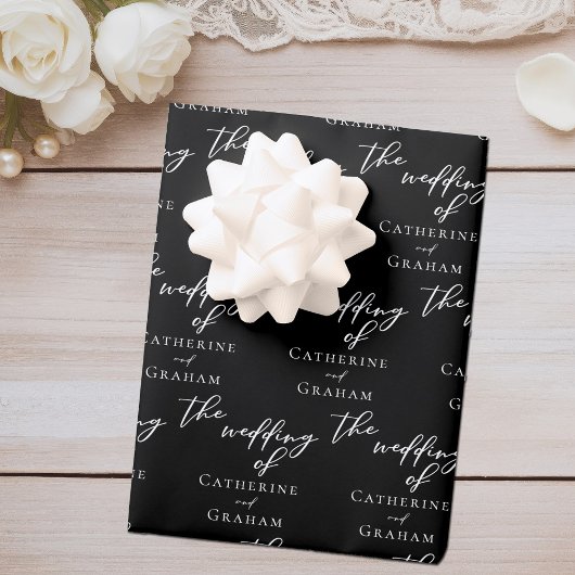 Chic Black Wedding Personalisiert Geschenkpapier Set