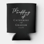 Chic Black Wedding Personalisierte Typografie Dosenkühler (Vorderseite)