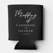 Chic Black Wedding Personalisierte Typografie Dosenkühler (Rückseite)