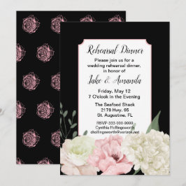 Chic Black Wedding Probe Dinner Einladung