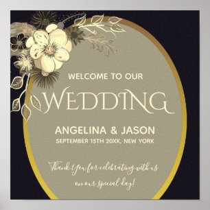 Chic Black Welcome Wedding Poster