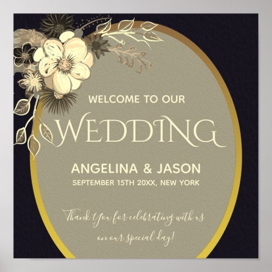 Chic Black Welcome Wedding Poster (Vorne)