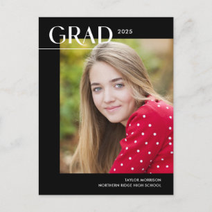 Chic Black & White 2025 Foto Graduation Party Postkarte