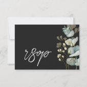 Chic Black & White Botancial Wedding RSVP Card Karte (Vorderseite)