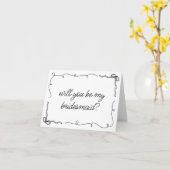 Chic Black & White Bow Gezeichnet Bridesmaid Vorsc Karte (Gelbe Blume)