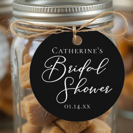 Chic Black White Bridal Shower Personalized Party Geschenkanhänger