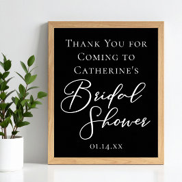 Chic Black White Bridal Shower Personalized Poster