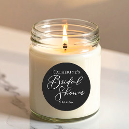 Chic Black White Bridal Shower Personalized Runder Aufkleber