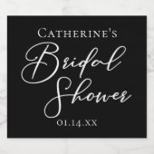Chic Black White Bridal Shower Personalized Schaumweinetikett (Einzelnes Label)