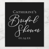 Chic Black White Bridal Shower Personalized Weinetikett (Einzelnes Label)