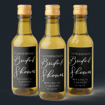 Chic Black White Bridal Shower Personalized Weinetikett<br><div class="desc">This elegant black bridal shower party mini wine label features beautiful white typography for an evening party in the winter. Minimalist script is a modern trend for a contemporary bride.</div>