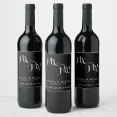 Chic Black & White Custom Wedding Wine Flasche Weinetikett (Flaschen)