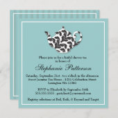 Chic Black & White Damask Brautparty Tee Party Einladung (Vorne/Hinten)